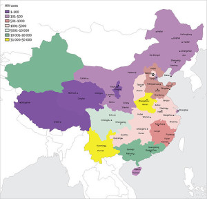 In den Provinzen Yunnan und Zhengzhou wurden die meisten AIDS/HIV-Fälle gemeldet © Wikimedia Commons