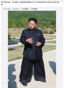 Nordkoreas Diktator in zu großer Hose © Weibo-Screenshot vom 13.05.2015